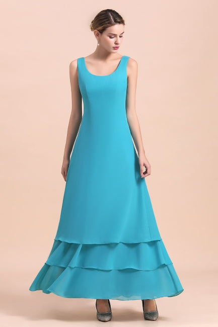 Gorgeous Square Neck Flowers Layers Mother of Bride Dress with Long Wraps-misshow.com