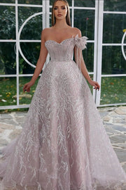 Gorgeous Sweetheart Off-the-shoulder Beading A-line Prom Dress