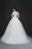 This elegant Jewel Tulle wedding dress with Appliques could be custom made in plus size for curvy women. Plus size Long Sleeves Ball Gown bridal gowns are classic yet cheap.