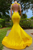 Gorgeous Yellow Tassel Off-The-Shoulder Beading Prom Dress with Ruffles-misshow.com