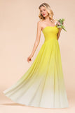 Gradient Sweetheart Floor Length Bridesmaid Dress Chiffon Wedding Party Dress-misshow.com