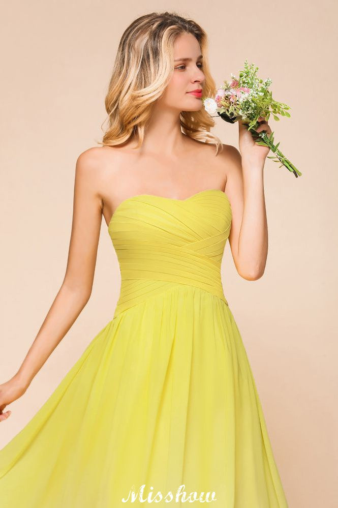 Gradient Sweetheart Floor Length Bridesmaid Dress Chiffon Wedding Party Dress-misshow.com