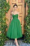 Green Spaghetti Straps A-line Ankle-Length Sleeveless Prom Dress-misshow.com