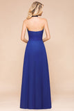 Halter A-line Wedding Party Dress Chiffon Bridesmaid Dress-misshow.com