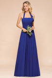 Halter A-line Wedding Party Dress Chiffon Bridesmaid Dress-misshow.com