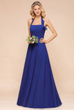 Halter A-line Wedding Party Dress Chiffon Bridesmaid Dress-misshow.com