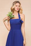 Halter A-line Wedding Party Dress Chiffon Bridesmaid Dress-misshow.com