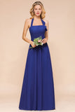 Halter A-line Wedding Party Dress Chiffon Bridesmaid Dress