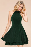 MISSHOW offers Halter Knee Length Homecoming Dress Sleeveless Dark Green Bright Silk Evening Dress at a good price from Dusty Rose,Red,Grape,Black,Dark Green,Bright silk to A-line Mini them. Stunning yet affordable Sleeveless Prom Dresses,Evening Dresses.