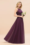 Halter Purple Floral Lace Maxi Bridesamid Dress Aline Wedding Guest Dress-misshow.com