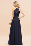 Halter Purple Floral Lace Maxi Bridesamid Dress Aline Wedding Guest Dress-misshow.com