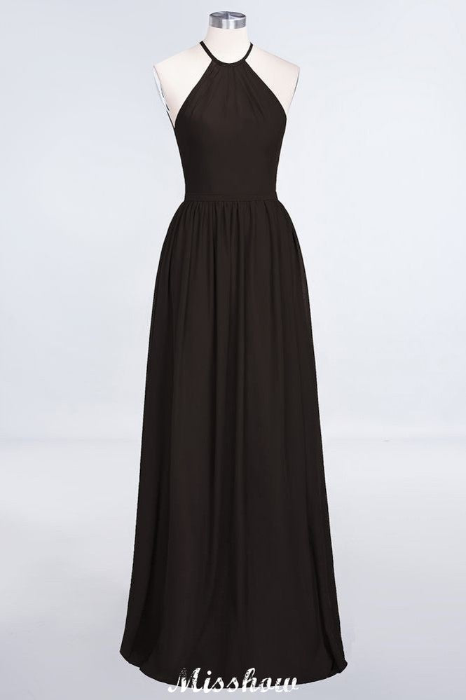 MISSHOW offers Halter Sleeveless Floor-Length Bridesmaid Dress with Ruffles at a good price from 100D Chiffon to A-line Floor-length them. Lightweight yet affordable home,beach,swimming useBridesmaid Dresses.