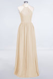 MISSHOW offers Halter Sleeveless Floor-Length Bridesmaid Dress with Ruffles at a good price from 100D Chiffon to A-line Floor-length them. Lightweight yet affordable home,beach,swimming useBridesmaid Dresses.
