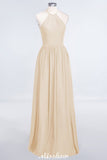 MISSHOW offers Halter Sleeveless Floor-Length Bridesmaid Dress with Ruffles at a good price from 100D Chiffon to A-line Floor-length them. Lightweight yet affordable home,beach,swimming useBridesmaid Dresses.