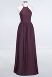 MISSHOW offers Halter Sleeveless Floor-Length Bridesmaid Dress with Ruffles at a good price from 100D Chiffon to A-line Floor-length them. Lightweight yet affordable home,beach,swimming useBridesmaid Dresses.