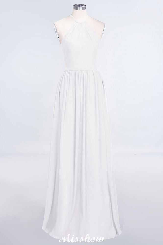 MISSHOW offers Halter Sleeveless Floor-Length Bridesmaid Dress with Ruffles at a good price from 100D Chiffon to A-line Floor-length them. Lightweight yet affordable home,beach,swimming useBridesmaid Dresses.