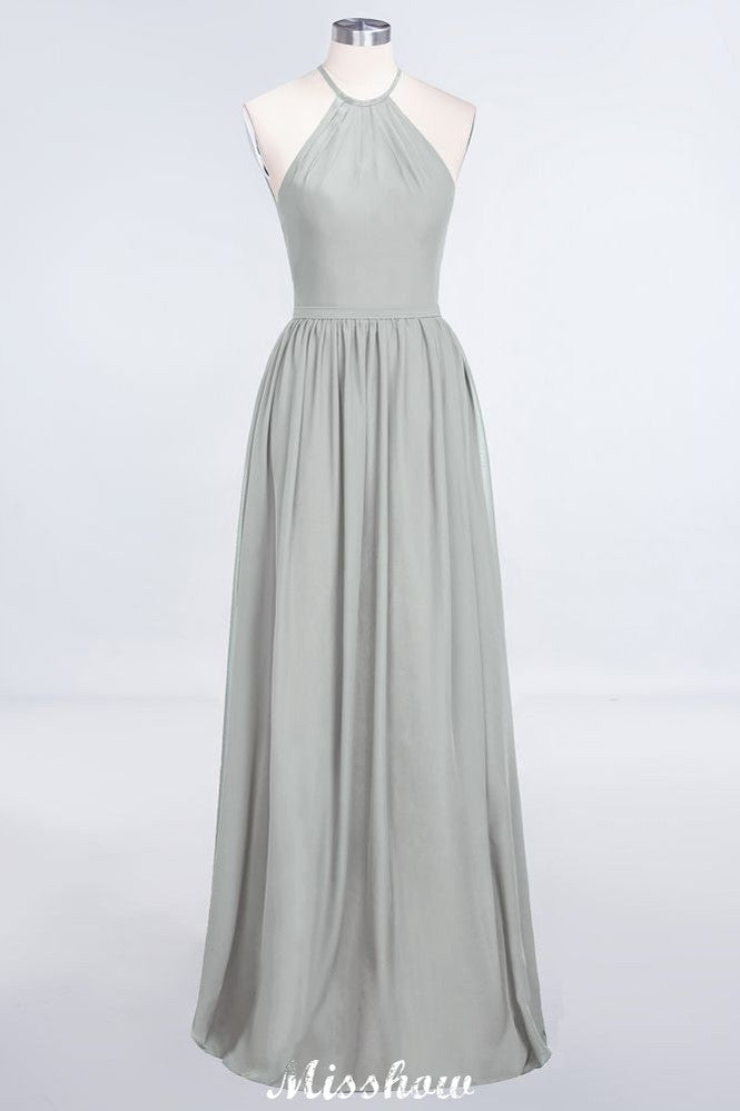 MISSHOW offers Halter Sleeveless Floor-Length Bridesmaid Dress with Ruffles at a good price from 100D Chiffon to A-line Floor-length them. Lightweight yet affordable home,beach,swimming useBridesmaid Dresses.