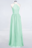 MISSHOW offers Halter Sleeveless Floor-Length Bridesmaid Dress with Ruffles at a good price from 100D Chiffon to A-line Floor-length them. Lightweight yet affordable home,beach,swimming useBridesmaid Dresses.