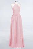 MISSHOW offers Halter Sleeveless Floor-Length Bridesmaid Dress with Ruffles at a good price from 100D Chiffon to A-line Floor-length them. Lightweight yet affordable home,beach,swimming useBridesmaid Dresses.