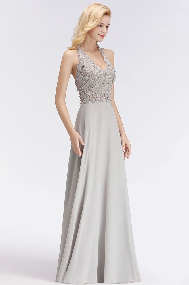 MISSHOW offers Halter Sleeveless Floral Appliques Evening Party Dress Aline Floor Length Bridesmaid Dress at a good price from Blushing Pink,Dusty Rose,Burgundy,Dark Navy,Silver,Silk Chiffon to A-line Floor-length them. Stunning yet affordable Sleeveless Prom Dresses,Evening Dresses,Homecoming Dresses,Bridesmaid Dresses,Quinceanera dresses.