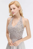 MISSHOW offers Halter Sleeveless Floral Appliques Evening Party Dress Aline Floor Length Bridesmaid Dress at a good price from Blushing Pink,Dusty Rose,Burgundy,Dark Navy,Silver,Silk Chiffon to A-line Floor-length them. Stunning yet affordable Sleeveless Prom Dresses,Evening Dresses,Homecoming Dresses,Bridesmaid Dresses,Quinceanera dresses.