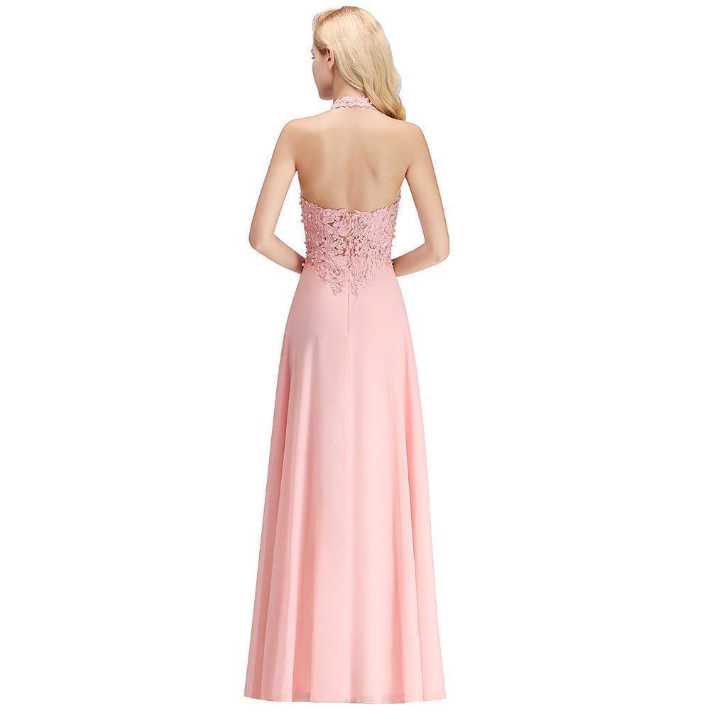 MISSHOW offers Halter Sleeveless Floral Appliques Evening Party Dress Aline Floor Length Bridesmaid Dress at a good price from Blushing Pink,Dusty Rose,Burgundy,Dark Navy,Silver,Silk Chiffon to A-line Floor-length them. Stunning yet affordable Sleeveless Prom Dresses,Evening Dresses,Homecoming Dresses,Bridesmaid Dresses,Quinceanera dresses.