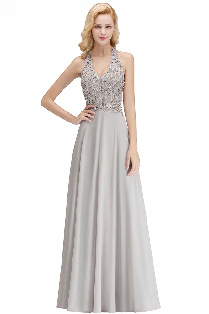MISSHOW offers Halter Sleeveless Floral Appliques Evening Party Dress Aline Floor Length Bridesmaid Dress at a good price from Blushing Pink,Dusty Rose,Burgundy,Dark Navy,Silver,Silk Chiffon to A-line Floor-length them. Stunning yet affordable Sleeveless Prom Dresses,Evening Dresses,Homecoming Dresses,Bridesmaid Dresses,Quinceanera dresses.