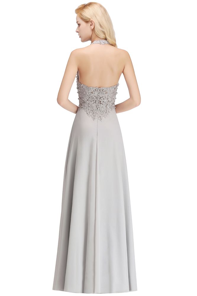 MISSHOW offers Halter Sleeveless Floral Appliques Evening Party Dress Aline Floor Length Bridesmaid Dress at a good price from Blushing Pink,Dusty Rose,Burgundy,Dark Navy,Silver,Silk Chiffon to A-line Floor-length them. Stunning yet affordable Sleeveless Prom Dresses,Evening Dresses,Homecoming Dresses,Bridesmaid Dresses,Quinceanera dresses.
