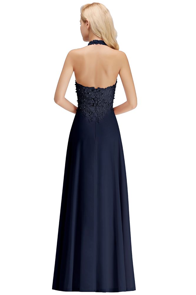 MISSHOW offers Halter Sleeveless Floral Appliques Evening Party Dress Aline Floor Length Bridesmaid Dress at a good price from Blushing Pink,Dusty Rose,Burgundy,Dark Navy,Silver,Silk Chiffon to A-line Floor-length them. Stunning yet affordable Sleeveless Prom Dresses,Evening Dresses,Homecoming Dresses,Bridesmaid Dresses,Quinceanera dresses.