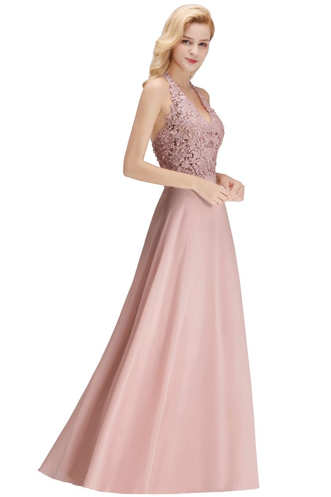MISSHOW offers Halter Sleeveless Floral Appliques Evening Party Dress Aline Floor Length Bridesmaid Dress at a good price from Blushing Pink,Dusty Rose,Burgundy,Dark Navy,Silver,Silk Chiffon to A-line Floor-length them. Stunning yet affordable Sleeveless Prom Dresses,Evening Dresses,Homecoming Dresses,Bridesmaid Dresses,Quinceanera dresses.