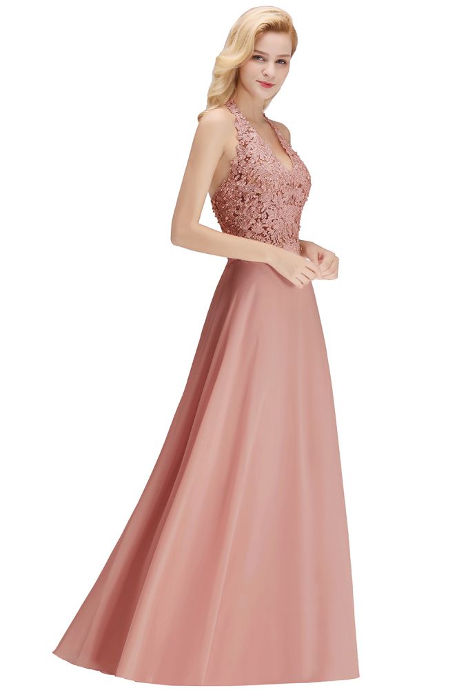 MISSHOW offers Halter Sleeveless Floral Appliques Evening Party Dress Aline Floor Length Bridesmaid Dress at a good price from Blushing Pink,Dusty Rose,Burgundy,Dark Navy,Silver,Silk Chiffon to A-line Floor-length them. Stunning yet affordable Sleeveless Prom Dresses,Evening Dresses,Homecoming Dresses,Bridesmaid Dresses,Quinceanera dresses.