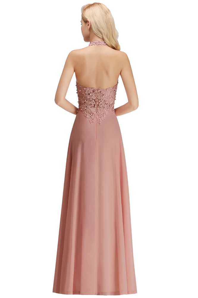 MISSHOW offers Halter Sleeveless Floral Appliques Evening Party Dress Aline Floor Length Bridesmaid Dress at a good price from Blushing Pink,Dusty Rose,Burgundy,Dark Navy,Silver,Silk Chiffon to A-line Floor-length them. Stunning yet affordable Sleeveless Prom Dresses,Evening Dresses,Homecoming Dresses,Bridesmaid Dresses,Quinceanera dresses.