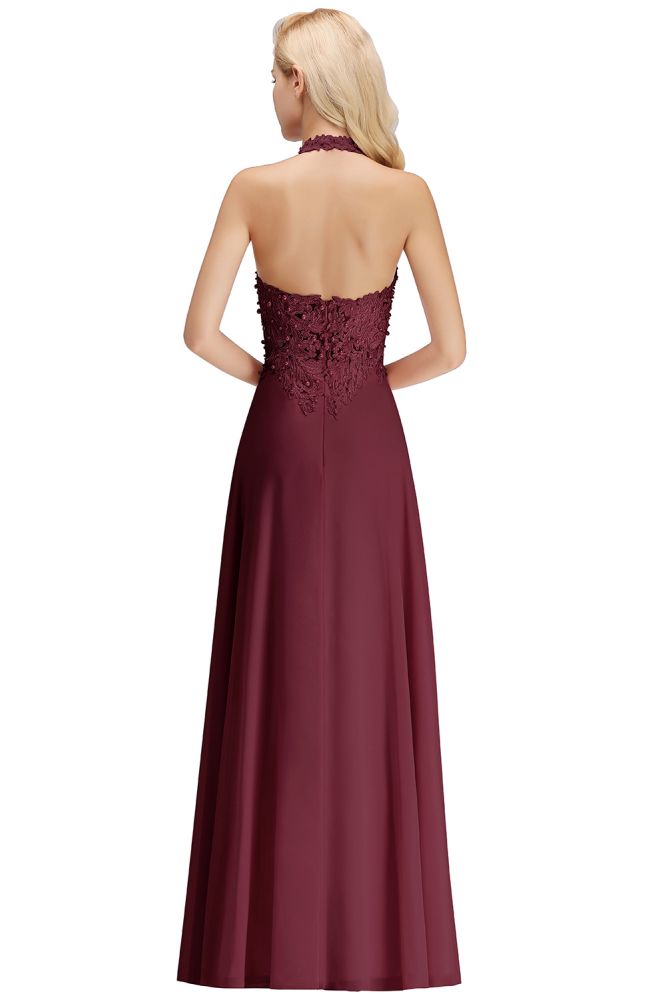 MISSHOW offers Halter Sleeveless Floral Appliques Evening Party Dress Aline Floor Length Bridesmaid Dress at a good price from Blushing Pink,Dusty Rose,Burgundy,Dark Navy,Silver,Silk Chiffon to A-line Floor-length them. Stunning yet affordable Sleeveless Prom Dresses,Evening Dresses,Homecoming Dresses,Bridesmaid Dresses,Quinceanera dresses.