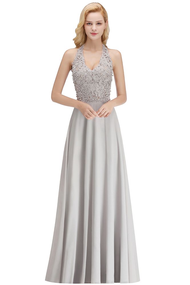 MISSHOW offers Halter Sleeveless Floral Appliques Evening Party Dress Aline Floor Length Bridesmaid Dress at a good price from Blushing Pink,Dusty Rose,Burgundy,Dark Navy,Silver,Silk Chiffon to A-line Floor-length them. Stunning yet affordable Sleeveless Prom Dresses,Evening Dresses,Homecoming Dresses,Bridesmaid Dresses,Quinceanera dresses.