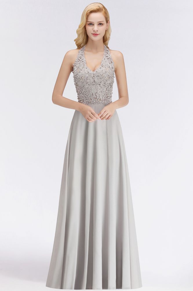 MISSHOW offers Halter Sleeveless Floral Appliques Evening Party Dress Aline Floor Length Bridesmaid Dress at a good price from Blushing Pink,Dusty Rose,Burgundy,Dark Navy,Silver,Silk Chiffon to A-line Floor-length them. Stunning yet affordable Sleeveless Prom Dresses,Evening Dresses,Homecoming Dresses,Bridesmaid Dresses,Quinceanera dresses.