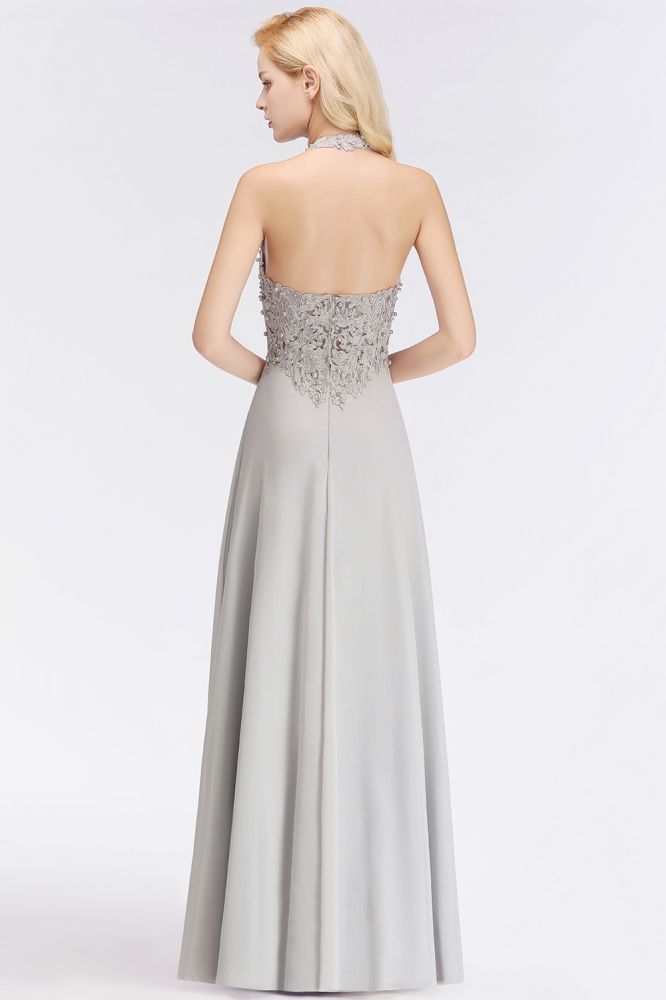 MISSHOW offers Halter Sleeveless Floral Appliques Evening Party Dress Aline Floor Length Bridesmaid Dress at a good price from Blushing Pink,Dusty Rose,Burgundy,Dark Navy,Silver,Silk Chiffon to A-line Floor-length them. Stunning yet affordable Sleeveless Prom Dresses,Evening Dresses,Homecoming Dresses,Bridesmaid Dresses,Quinceanera dresses.