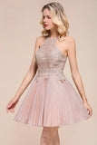 MISSHOW offers Halter Sparkly Short Homecoming Dress Floral Lace Aline Prom Dress Knee Length at a good price from Same as Picture,Bright silk to A-line Mini them. Stunning yet affordable Sleeveless Prom Dresses,Evening Dresses.