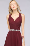 MISSHOW offers Halter V-Neck Sleeveless Ruffle Bridesmaid Dress with Appliques Sashes Evening Swing Dress at a good price from Misshow