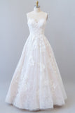 Illusion Appliques Tulle A-line Wedding Dress