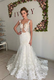 Illusion neck Lace Sleeveless Mermaid Wedding Dress