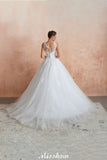 This elegant Jewel Tulle wedding dress with Lace could be custom made in plus size for curvy women. Plus size Sleeveless A-line,Ball Gown,Princess bridal gowns are classic yet cheap.