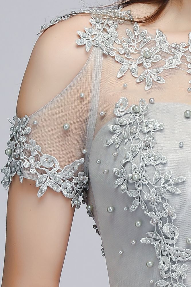 Looking for Prom Dresses in 100D Chiffon, A-line style, and Gorgeous Appliques work  MISSHOW has all covered on this elegant Illusion Neckline Long Appliques Chiffon Prom Dresses
