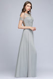 Looking for Prom Dresses in 100D Chiffon, A-line style, and Gorgeous Appliques work  MISSHOW has all covered on this elegant Illusion Neckline Long Appliques Chiffon Prom Dresses