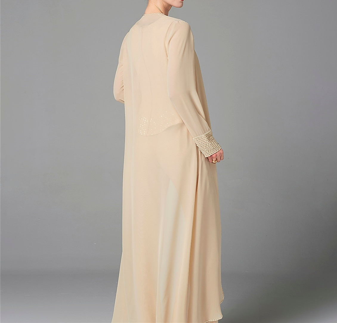Chiffon Long Sleeves Mother Of The Bride Pantsuits With Jacket Sequins