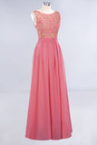 MISSHOW offers Jewel Ruffles Floral Lace Simple Prom Dresses, A-Line Sleeveless Coral Evening Dresses at a good price from Misshow