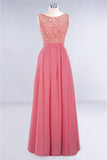 MISSHOW offers Jewel Ruffles Floral Lace Simple Prom Dresses, A-Line Sleeveless Coral Evening Dresses at a good price from Misshow