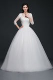 Lace Appliques Ball Gown Scoop Tulle Wedding Dress