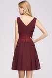 MISSHOW offers Lace V-Neck Sleeveless Mini Bridesmaid Dresses A-line Chiffon Homecoming Dress at a good price from Misshow