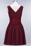 MISSHOW offers Lace V-Neck Sleeveless Mini Bridesmaid Dresses A-line Chiffon Homecoming Dress at a good price from Misshow