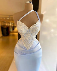 Lavender Long Sleeveless Sexy lace Mermaid Prom Evening Dresses-misshow.com